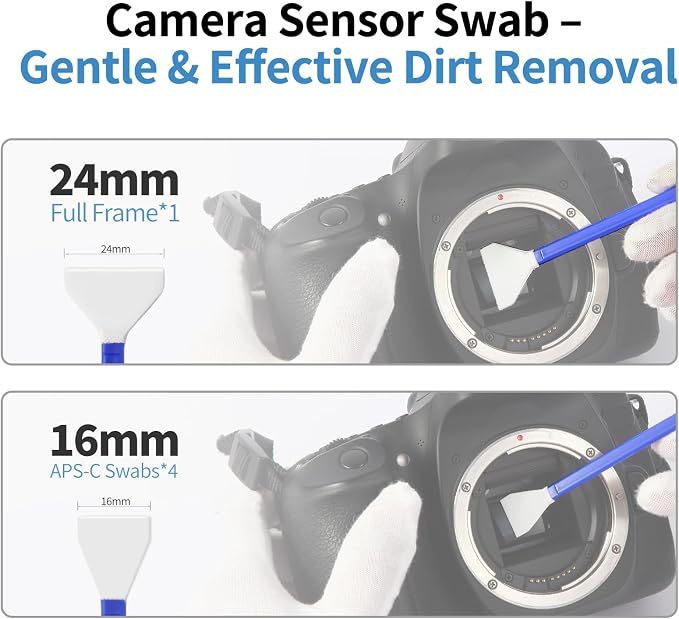 Camkix 14-in-1 Camera Lens Cleaning Kit - Includes Advanced Large Silicone Air Blower, 2in1 Lens Cleaning Pen, Dry Swabs, Cleaning Paper, 30 ML Optical Lens Spray for Mirrorless Cameras, APS-C, DSLR - Image 7