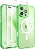 CAPRARO for iPhone 16 Pro Case, Compatible with MagSafe | Upgraded [Full Camera Protection] Protective Translucent Matte Women Girl Magnetic Phone Case Cover, Clear Green by CAPRARO