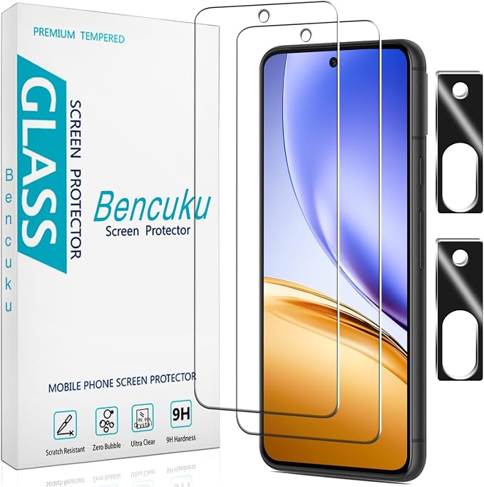 2+2 Pack Screen Protector for Google Pixel 8a Tempered Glass | with Camera Lens Protector, Anti Scratch, Bubble Free by Bencuku
