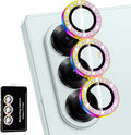 for Samsung Galaxy Z Fold 7 Camera Lens Protector, Individual Metal Ring Tempered Glass Lens Cover, [Strong Adsorption] Scratch Resistant Ultra-Thin HD Clear Lens Cover, 1 Set-Colorful Diamond by Btscase