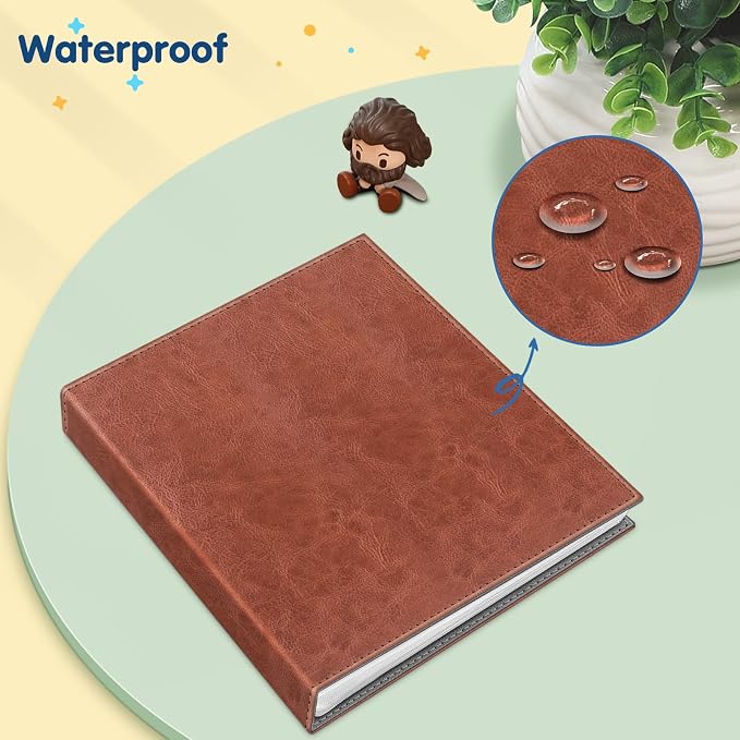 Fintie Photo Album for 8x10 Photos, 52 Pockets Vegan Leather Memory Book | Premium Cover Picture Book, For Family/Wedding/Couples Keepsakes, Anniversary Photos & Artwork Collection, Vintage Brown - Image 5