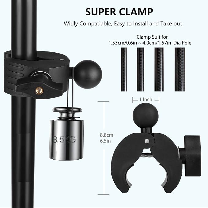 Music Boom Microphone Mic Stand Phone Holder Mount with Long Arm and Super Clamp 360° Rotation for Phone 14 13 12 11 MAX Pro Samsung Galaxy S22 S21 Google Pixel, 3.5 to 7" Smartphone - Image 5
