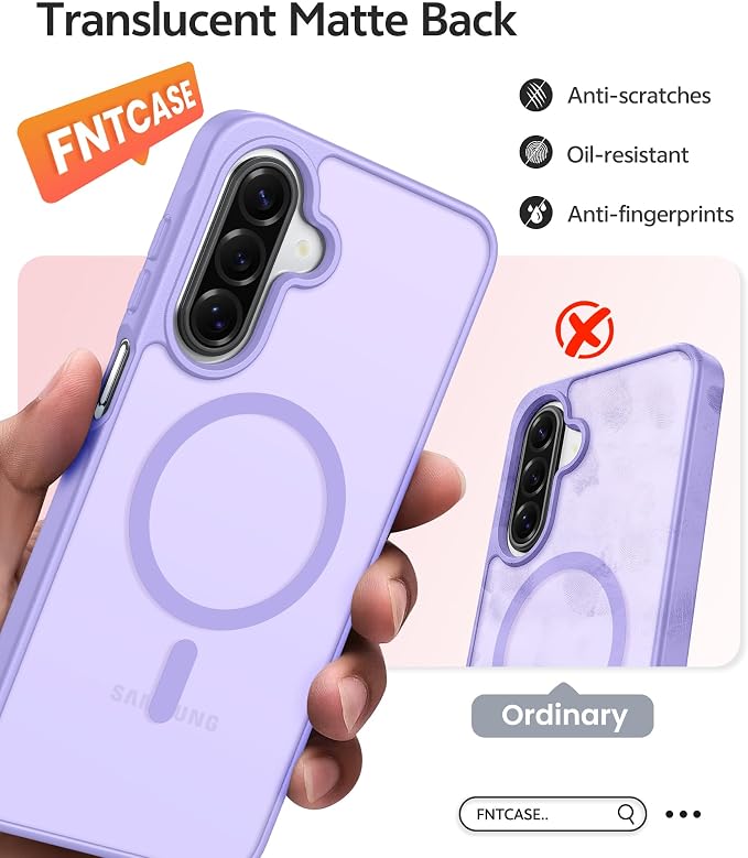 FNTCASE for Galaxy A17/A16 5G Phone Case, Fit for Magsafe, Screen Protector | Translucent Matte, 14FT Military Grade Drop Protection, Slim Shockproof Protective, for Samsung A 17 A 16 Cover, Light Purple - Image 6