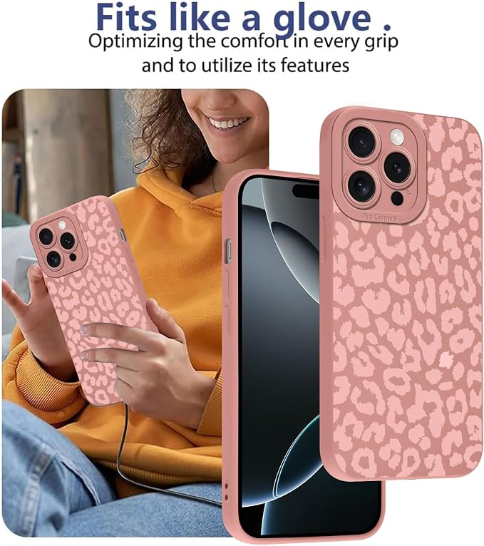 Cute Pink Cheetah Print Phone Case for iPhone 16 Pro Max 6.9" | Aesthetic Leopard Pattern Design Cover Full Camera Lens Protective Shockproof Soft Slim TPU Funda for Women Girls - Image 7