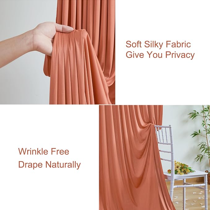 10x10 Rust Backdrop Curtain for Parties Wedding Wrinkle Free Red Photo Curtains Backdrop Drapes Fabric Decoration for Birthday Party Baby Shower Christmas 5ft x 10ft,2 Panels - Image 6
