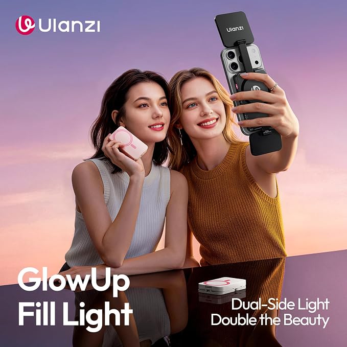 Ulanzi GL01 for iPhone Magnetic Selfie Light, 2500K-6500K Dimmable CRI 97 | Dual Side Fill Light Design, Rechargeable Type-C Charge, with Magnetic Ring, For Magsafe iPhone 12-17 Standard Vs Pro Models - Image 2