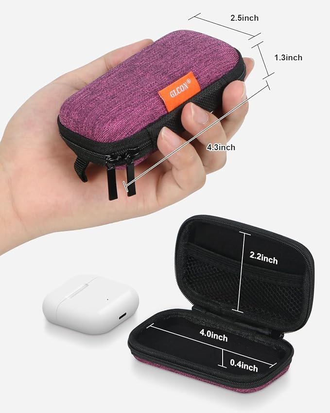 Mini Hard Earbud Case, Grape-Purple Cute Pouch for Samsung JBL Sony | Fits Apple Airpods, Earpods, Cable, Card, Earplugs, Heart Monitor, Small Protective Carrying Bag - Image 2