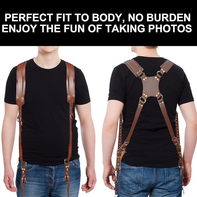 Camera Harness, Dual Camera Harness for Photographers, Leather Camera Strap for Two-Cameras for DSLR/SLR Strap - Image 4