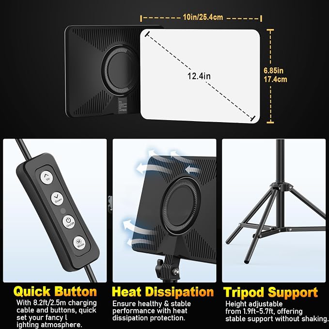 30W Upgraded Photography Lighting Kit, Anautin 2-Pack LED Video Lighting for Video Recording, 3700Lux Studio Lights with Tripod Stand for Photography, Streaming, Gaming, Podcast, Filming, Vlogging - Image 5