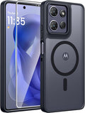 FNTCASE for Motorola Moto G Power 2026/2025 Case, Screen Protector, Black | Translucent Matte Magnetic Back, 14FT Military Grade Drop Protection, Shockproof Protective Phone Cover by FNTCASE