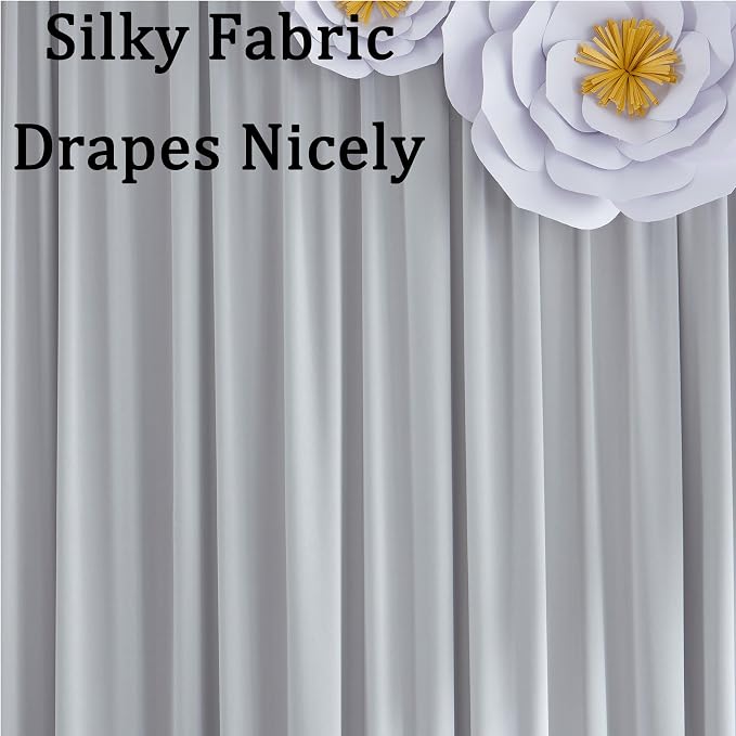 40ft x 10ft Wrinkle Free Silver Backdrop Curtains for Parties, 8 Panels 5x10ft Thick Fabric Silver Backdrop Drapes for Wedding Party Background Birthday Decoration - Image 4