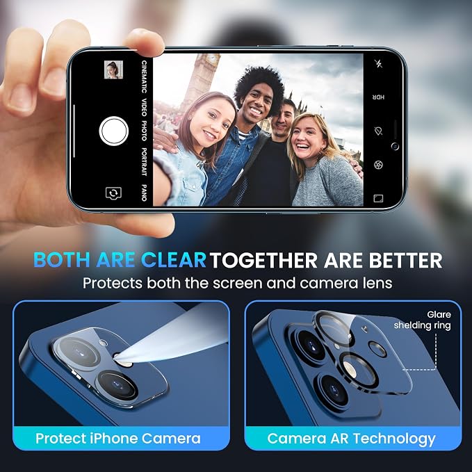 Fotbor for [3+3 Pack] iPhone 12 Mini Screen Protector with Camera Lens Protector, 9H Shatterproof Tempered Glass Film with Easy Installation Frame, HD Clear Sensitive Full Coverage 5.4 Inch - Image 4