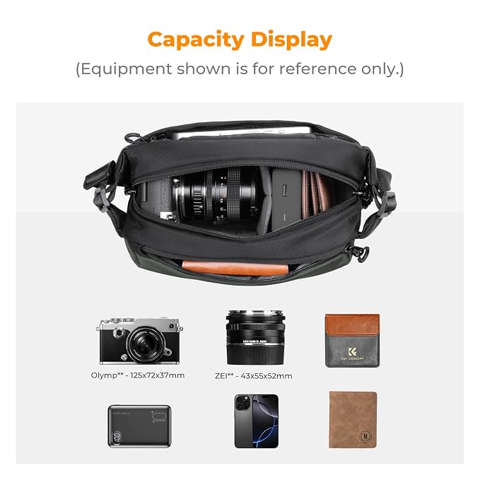 K&F CONCEPT Small Camera Sling Bag Everyday Shoulder Bag | Multifunction Photography Compact Crossbody DSLR Portable Bag, Compatible for Canon/Nikon/Sony, BS10 - Image 2