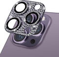 Designed for iPhone 14 Pro and 14 Pro Max Camera Lens Protector, Bling Rhinestone Sparkle Diamond 9H Tempered Glass Lens Cover Shockproof Full Protective Camera Cover, Purple by Hsefo