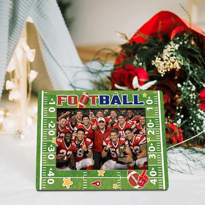 Football Picture Frame, Sports Theme Photo Frame for 4x6 Inches Photograph, Tabletop Display Frames for Team Player Coach, Gift to Sports Fans Friends, Home Decor Accessories - Image 3