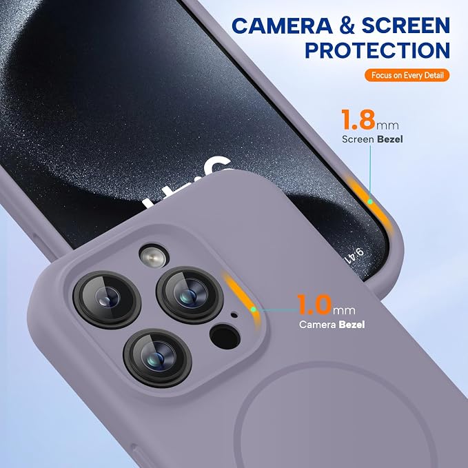Miracase Magnetic for iPhone 15 Pro Case, Silicone, Soft Microfiber Lining - Image 4