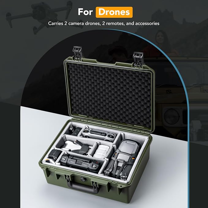 Lykus PVC1 Hard Case with Dividers for Cameras,Lenses,DJI Mavic/Air/Mini | For Photo Cameras,Drones,Portable Cameras and Their Mixes,6 Removable Dividers,Mesh Pockets,IP67 Waterproof,Shockproof - Image 3