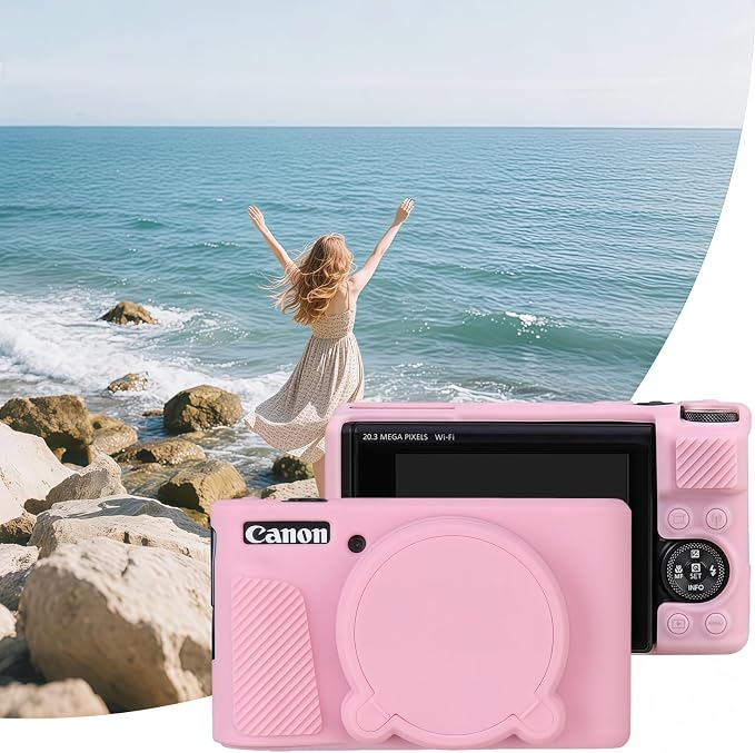 Camera Case for Canon PowerShot SX740/ SX730 Digital Camera, SX740 HS Case | Soft Silicone Protective Case Removable Lens Cover, Comes with 2 Screen Protectors and 1 Wrist Strap. (Pink) - Image 6