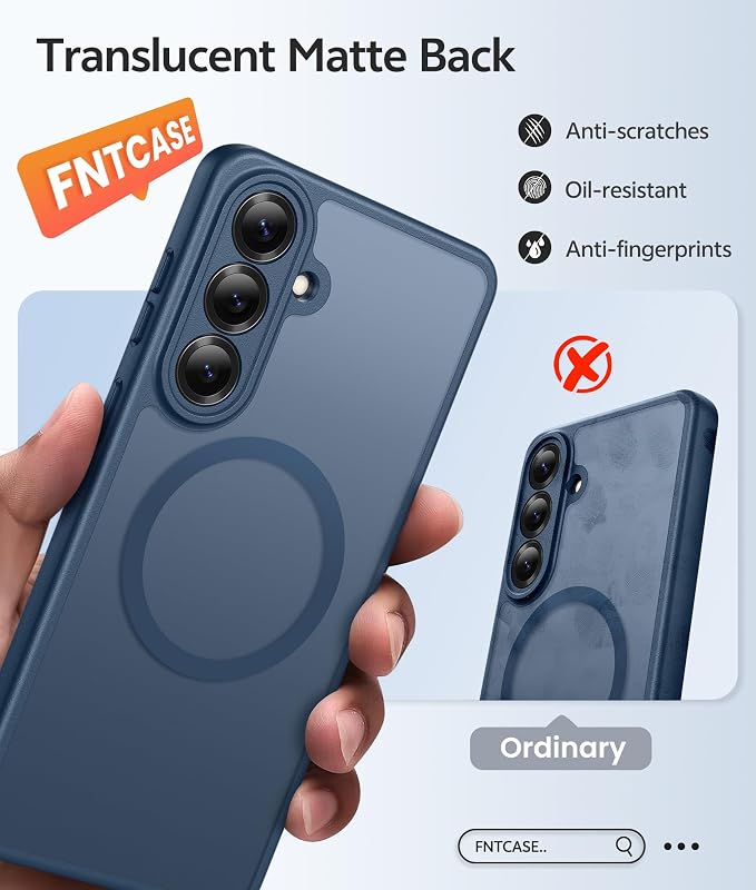 FNTCASE for Samsung Galaxy S26 Plus Case, Fit for Magsafe, Screen Protector | Full Camera Protection, Translucent Matte, 14FT Military Grade Drop Proof, Shockproof Protective Phone Cover, Blue - Image 6