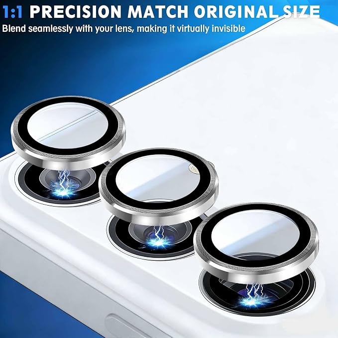 SiHPuoy 2Set Camera Lens Protector for Samsung Galaxy S26/S26 Plus, Silver | 9H+ Tempered Glass, Military Grade Shatterproof,Anti-Scratch, Case Friendly,HD Metal Camera Cover,Does not Affect Night Shots - Image 5