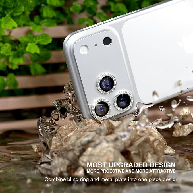for iPhone 17 Pro Max Camera Lens Protector, Glitter Silver | [Military Grade Shatterproof] [Strong Adsorption] [Case Friendly] Matte Metal Tempered Glass Camera Screen Cover Accessories - Image 2