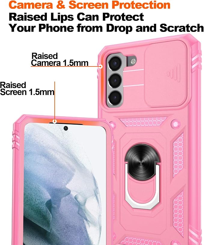 Gritup for Galaxy S21 Phone Case Military-Grade Shockproof with Kickstand | with 2 PCS Screen Protector, Slide Camera Cover, Heavy Duty Outdoor Protection Full Body Funda para Galaxy S 21 Cover-Pink - Image 5