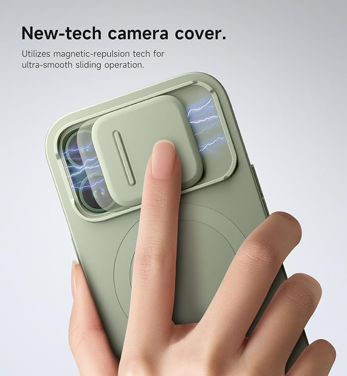 SURITCH for iPhone 13 Pro Case with Magnetic Camera Slide Cover and Adjustable Kickstand, Compatible with MagSafe, Shockproof Bumper Case Slim Protective Cover for iPhone 13 Pro 6.1 Inch, Green - Image 4
