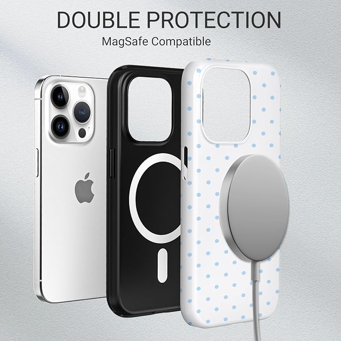 TPU Phone Case for iPhone 14 Pro Max, MagSafe Wireless Charging Compatible, Shockproof Slim Fit Protective Cover with Anti-Yellowing & Raised Camera Protection (Polka dot 3, iPhone 14 Pro Max) - Image 6