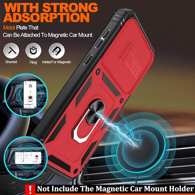 Gritup for Galaxy A35 5G Case Military-Grade Shockproof with Kickstand | with 2 PCS Screen Protector, Slide Camera Cover, Heavy Duty Outdoor Protection Funda para A 35 Phone Cover, Red+Black - Image 5