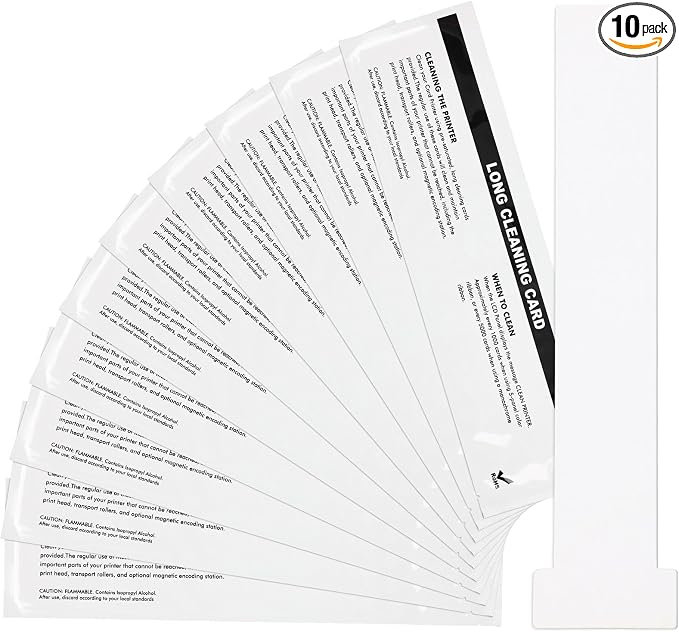 Feifeiya Set of 10 Cleaning Cards Kit for ID Card Printer Maintenance | Daily Kit for Badge Printers, Print Head Clean, Extends Device Life, Easy Maintenance, Improves Quality by Feifeiya