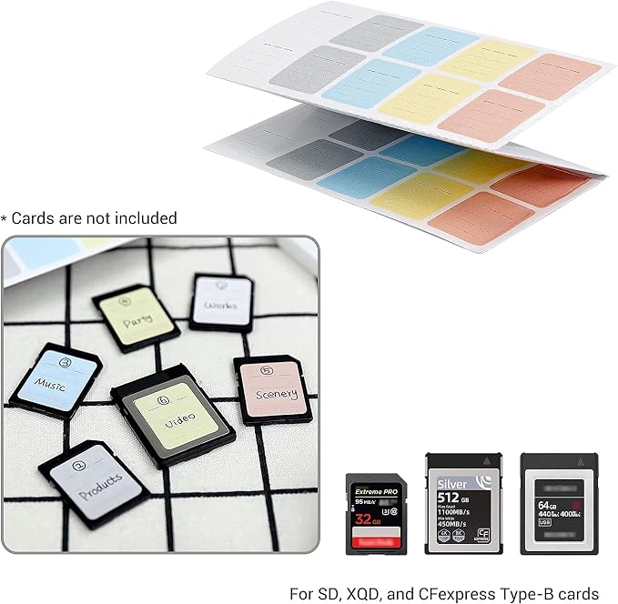 40 Slots Memory Card Case + 120 Count Card Labels: Camera Memory Card Holder Organizer with Memory Card Labels for SD SDHC SDXC Cfexpress Card - Image 7
