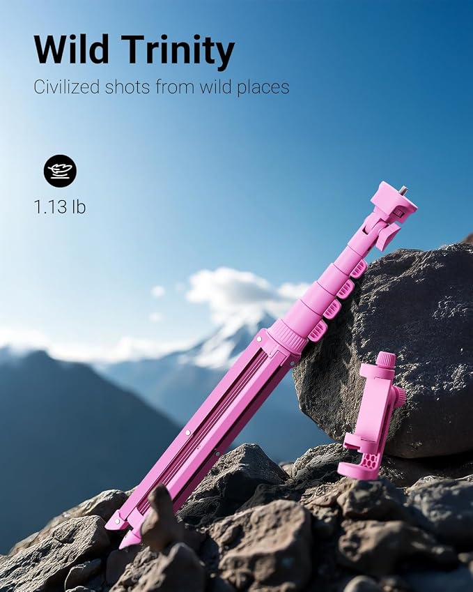 VIMOSE 66" Phone Tripod, Tripod for iPhone with Remote & Phone Stand | Extendable Cell Phone Tripod for Video Recording, Ultimate Tripod & Monopod Accessories for iPhone/Android, Ruby Star - Image 5