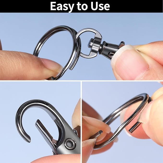 LEOBRO 60 PCS Lobster Claw Clasps and Key Rings, Keychain Clips and Key Chain Rings, Keychain Making Kit, for Key Chains, Jewelry Making, Crafts, Gray Black - Image 5