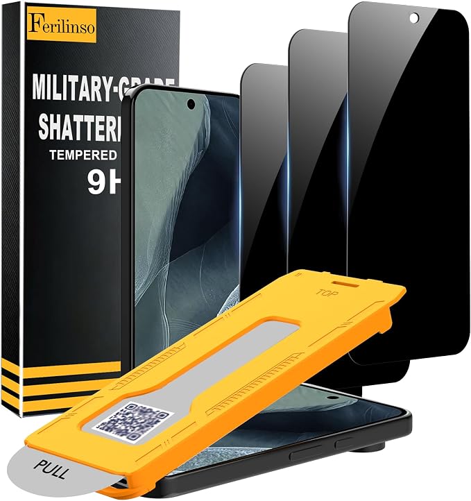 Ferilinso Privacy Screen Protector for Google Pixel 11, Tempered Glass | 3 Pack, 9H+ Hardness, Military-Grade Shatterproof, Anti-Scratch, HD, Case Friendly, Easy Installation Bubble Free by Ferilinso