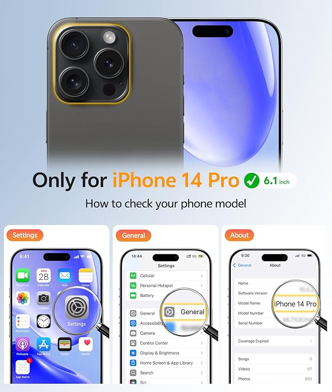 FNTCASE for iPhone 14 Pro Case, Compatible with Magsafe, Screen Protector | Full Camera Protection, Translucent Matte, 14FT Military Grade Drop Proof, Shockproof Protective Phone Cover, Black - Image 2