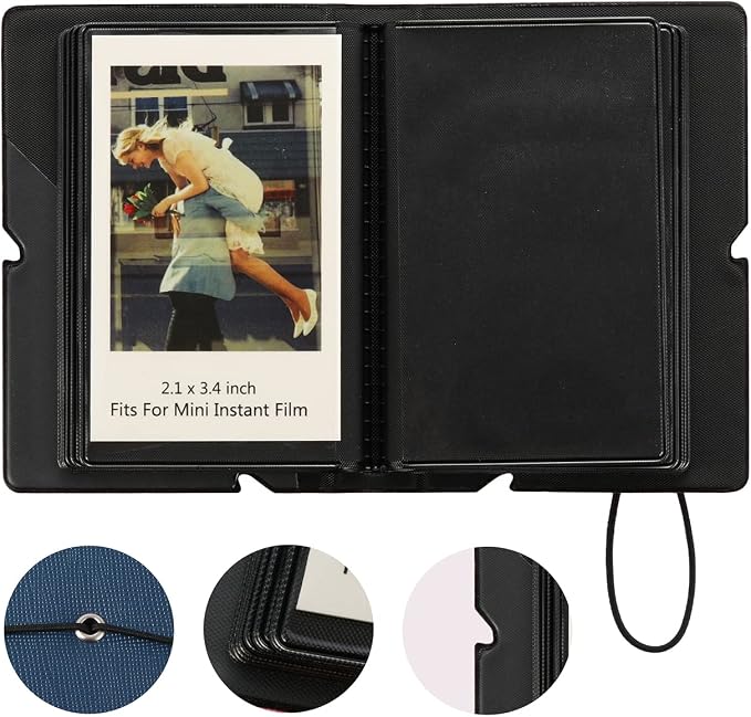 2x3 Instax Mini Photo Album, 28 Pockets. Marine Blue, 1PK | Portable Wallet Size Album Stores 2x3 inch Instant Photos. Fits Polaroid, Instax Mini, Kodak Mini Prints and Zink. - Image 4