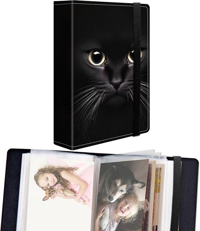 DEGDFSGR Small Photo Album 4x6 60 Pockets 120 Photos - Adventure Book Baby Photo Albums Photo Books for 4X6 Pictures Memory Book with Black Elastic Band for Photo Storage, Big Cat Eyes by Unknown