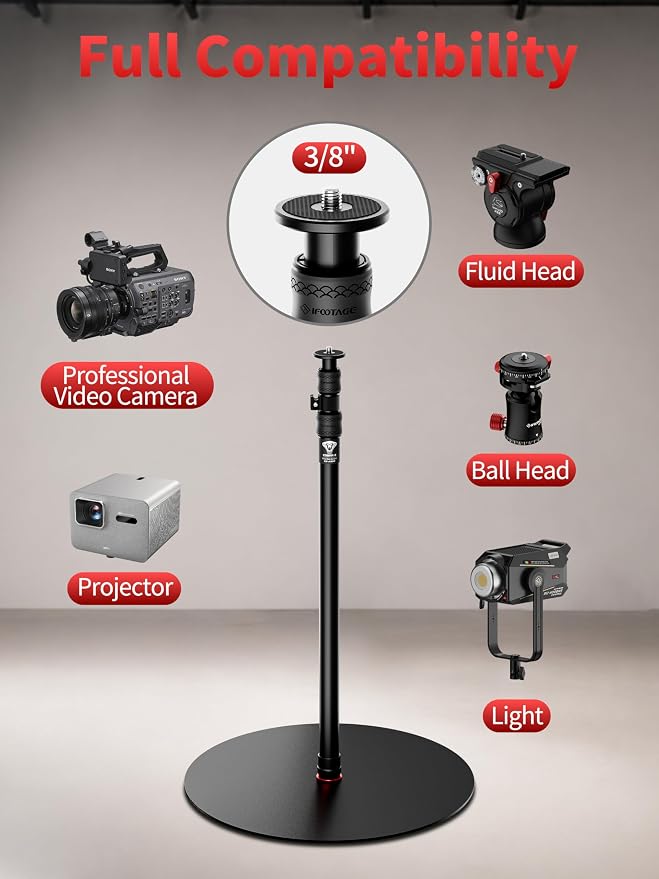 IFOOTAGE Cobra RB-A500,79" Round Base Monopod,Heavy-Duty Floor Stand with Weighted Base, Adjustable Height, Light Stand for Studio, Base Diameter: 50 cm / 19.7 in - Image 4