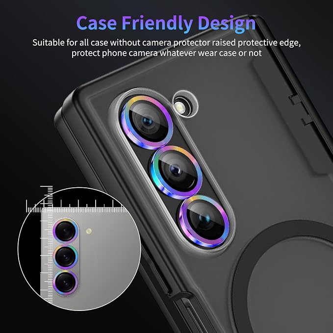 Camera Lens Protector for Samsung Galaxy Z Fold 6,1 Pack | Tempered Metal Glass Camera Cover, HD Clear Anti-Scratch Lens Screen Protector Film,Case Friendly,Colorful Titanium - Image 7