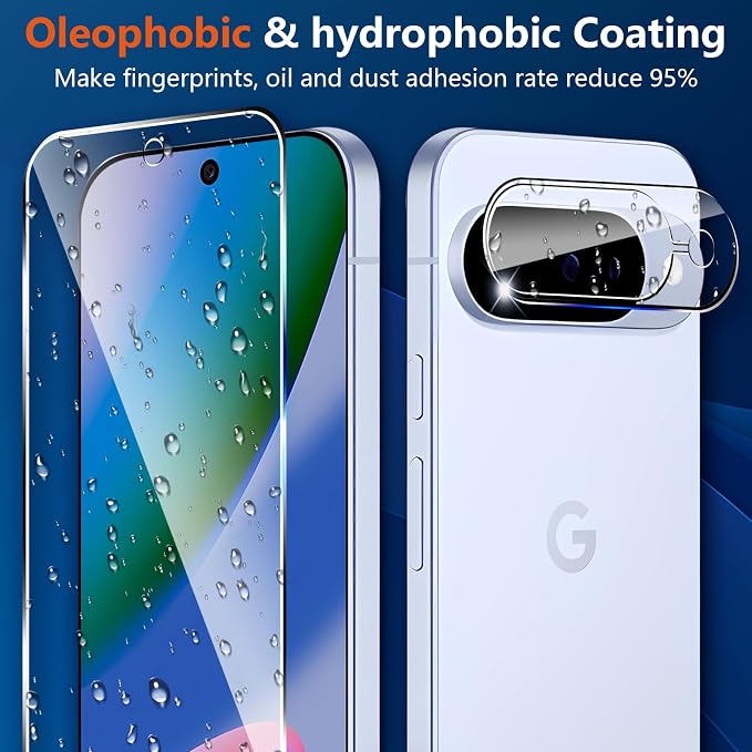 (3+2 Pack) Glass Screen Protector for Google Pixel 10 with Camera Lens Protector,9H Tempered Glass,Fingerprint Unlock,Anti-Scratch,Bubble Free,Case Friendly - Clear - Image 5