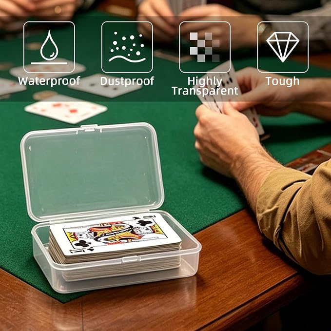 4 Pack Clear Plastic Blank Card Case Snap Button Playing Card Storage Box | Unbreakable compact card holder, suitable for trading cards, business cards and various card collection storage - Image 3
