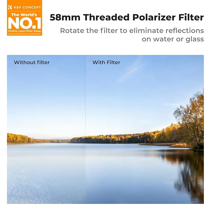 K&F CONCEPT Lens Filter Mount Adapter with 58mm CPL Filter | CPL Filter, Double-Sided Magnetic, Compatible with iPhone 17 Pro and 58mm Threaded Filters, FA101 - Image 2
