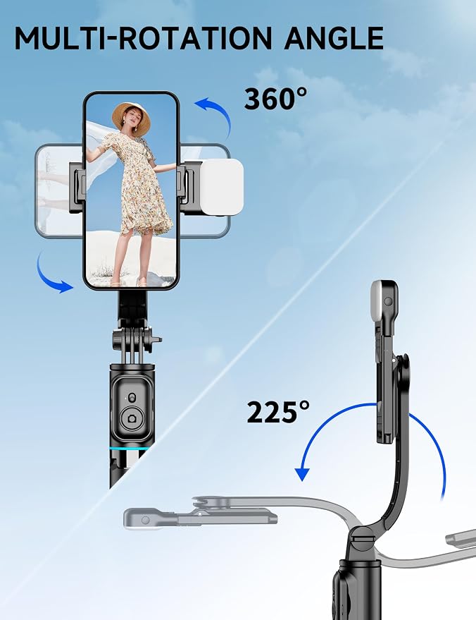 42" Selfie Stick Tripod with Fill Light Extendable Phone Stand All-in-1 Selfie Stick Travel Tripod with Detachable Remote & Phone Holder Cell Phone Tripod Compatible with iPhone/Android - Image 5