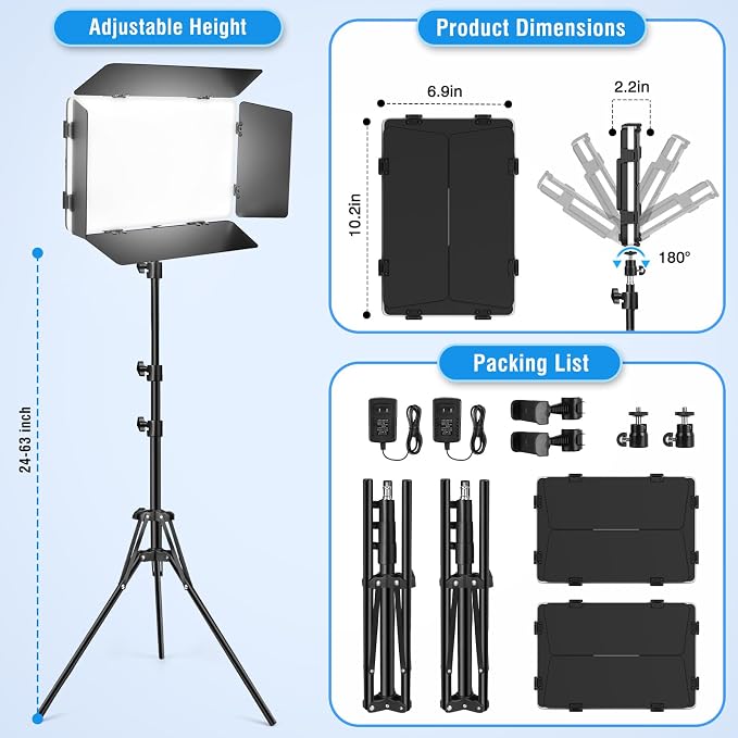 2-Pack LED Video Light Kit, 2500K-8500K Studio Light for Video Recording/Photography - Image 5