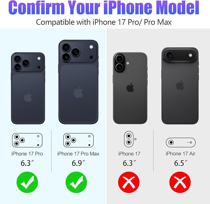 AGVEE 3+3 6 Pack for iPhone 17 Pro & Max Camera Lens Protector Cover | Individual Bling Diamond & Bling Glitter Sparkle Cute Gem Metal Ring, 9H Tempered HD Glass - Image 2