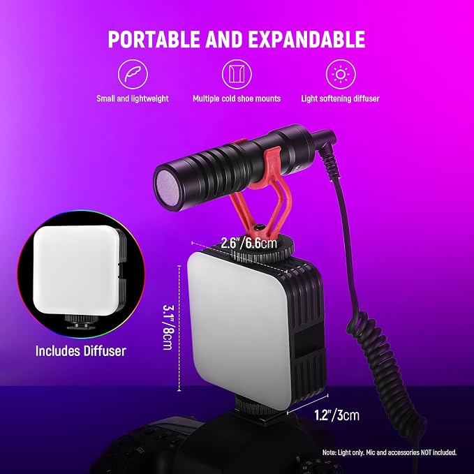 NEEWER Magnetic RGB Video Light, 2 Pack RGB61 LED Camera Light | 360° Full Color, 3 Cold Shoe Mounts, 20 Scenes, 2500K-8500K, 2000mAh Rechargeable, Portable Photography Selfie Lighting - Image 6