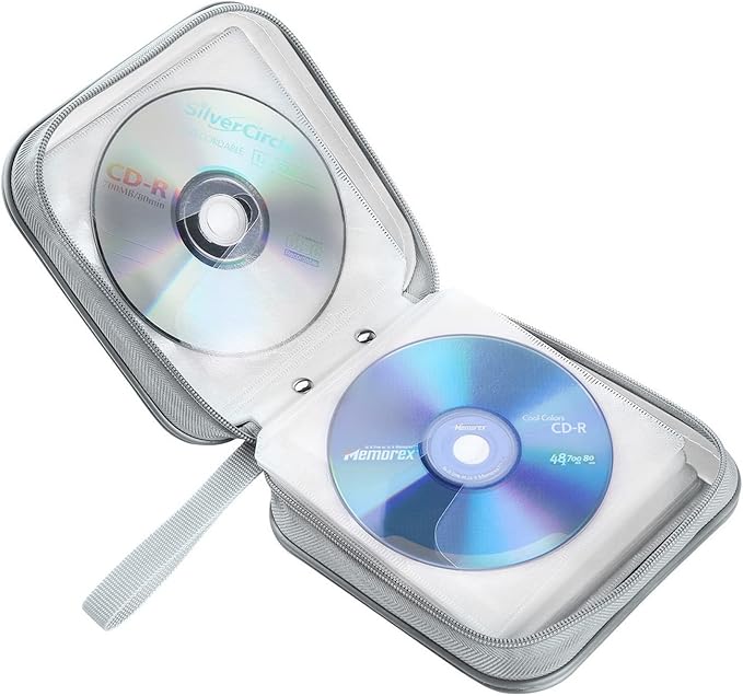 Siveit DVD Case CD Case Holders DVD Binder Wallet Hard Plastic 48 Capacity CD/DVD Disc Cases Storage Binder for Car Home Office Travel (White) - Image 5