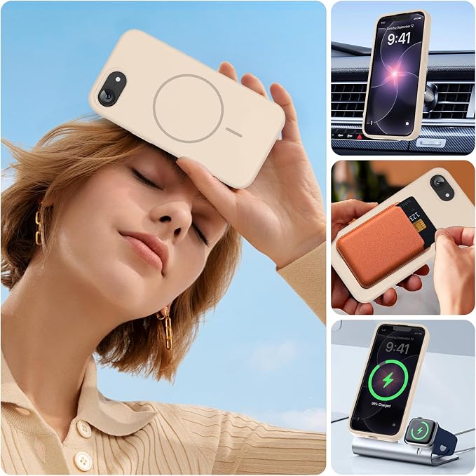 miracase Magnetic for iPhone 17e Case & iPhone 16e Case, [Soft Anti-Scratch Microfiber Lining], Compatible with MagSafe, Silicone Shockproof Protection Phone Case for iPhone 17e/16e, Sand - Image 6