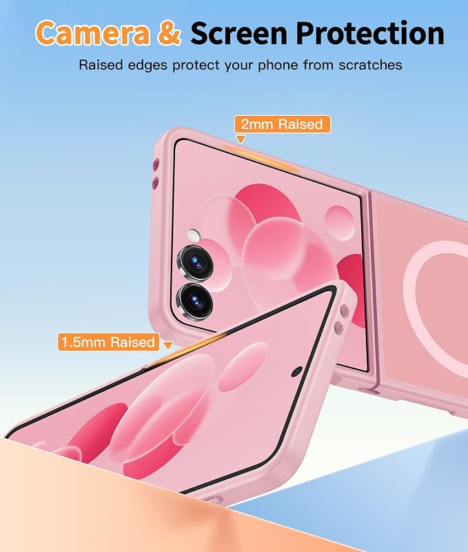 FNTCASE for Samsung Galaxy Z Flip 7 Case, Fit for Magsafe, Screen Protector | Translucent Matte, 18FT Military Grade Drop Protection, Shockproof Protective Phone Cover, Light Pink - Image 5