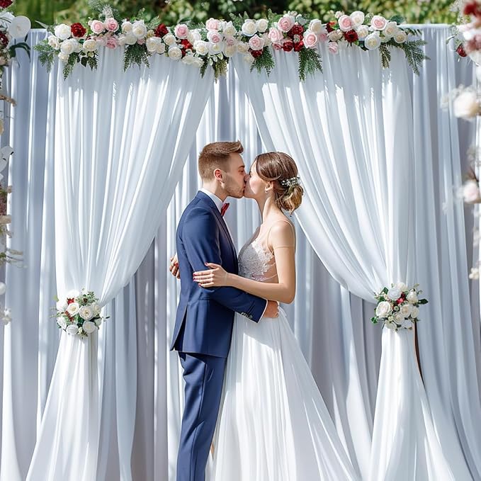 30x10ft Wrinkle Free White Backdrop Curtain for Parties Soft Fabric Drapes Wedding White Curtain Backdrop for Birthday Party Decorations Background for Photography 5x10ft, 6 Panels - Image 2